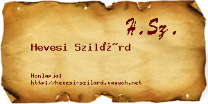 Hevesi Szilárd névjegykártya
